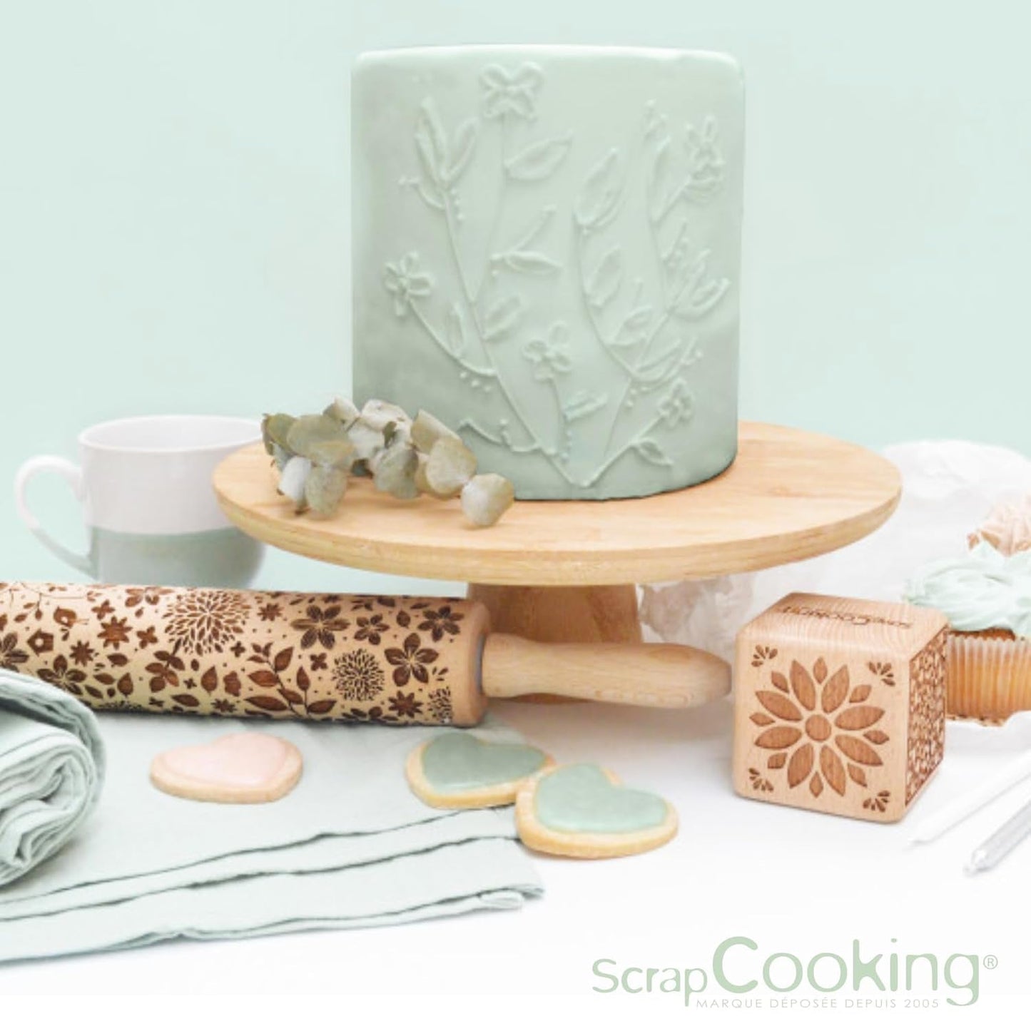 ScrapCooking - Pâte Ã Sucre Vert Sauge 250g - Colorant d'Origine Naturelle - Sans Gluten, Sans Huile de Palme - Pour Gâteaux, Pâtisseries Anniversaire - Vert Pastel - Fabrikie en France - 7621 Pasta di zucchero Naty Shop