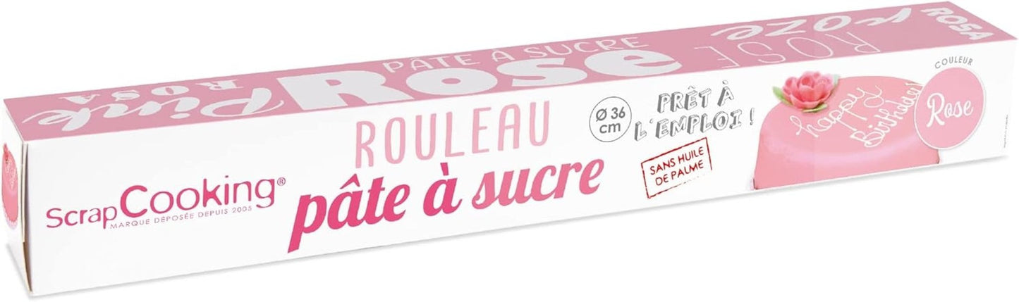 ScrapCooking - Rotolo di fondente rosa â'¬ 36 cm - Fondente nero arrotolato 430 g - Cake topper decorazione fondente topper per torte, dolci, compleanni, feste - Rosa - 7264 Pasta di zucchero Naty Shop Rosa
