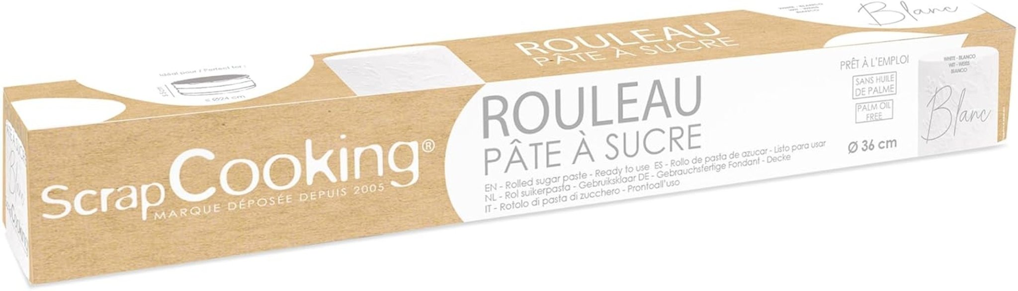 ScrapCooking - Rotolo di fondente rosa â'¬ 36 cm - Fondente nero arrotolato 430 g - Cake topper decorazione fondente topper per torte, dolci, compleanni, feste - Rosa - 7264 Naty Shop Pasta di zucchero bianca