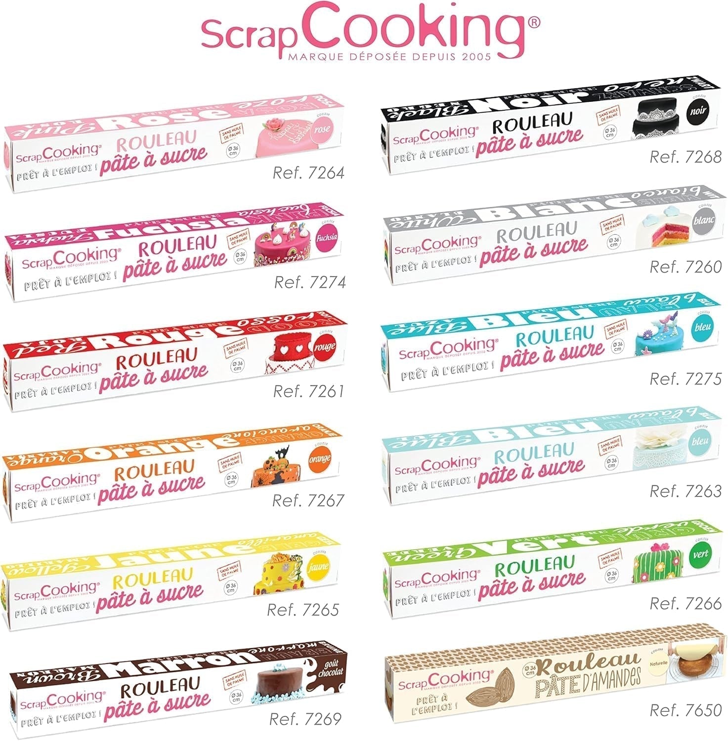 ScrapCooking - Rotolo di fondente rosa â'¬ 36 cm - Fondente nero arrotolato 430 g - Cake topper decorazione fondente topper per torte, dolci, compleanni, feste - Rosa - 7264 Pasta di zucchero Naty Shop
