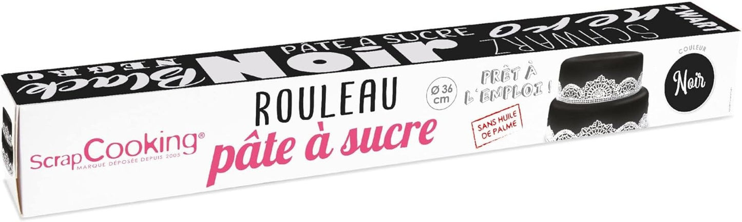 ScrapCooking - Rotolo di fondente rosa â'¬ 36 cm - Fondente nero arrotolato 430 g - Cake topper decorazione fondente topper per torte, dolci, compleanni, feste - Rosa - 7264 Naty Shop Pasta di zucchero nera