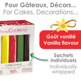 ScrapCooking - Set di 5 Fondant - bianco, giallo, rosso, verde e marrone - 5 x 80g - pasta di zucchero per torte Decorazioni per torte Compleanno Natale - senza glutine e senza olio di palma - 7257 Naty Shop Sugarpaste