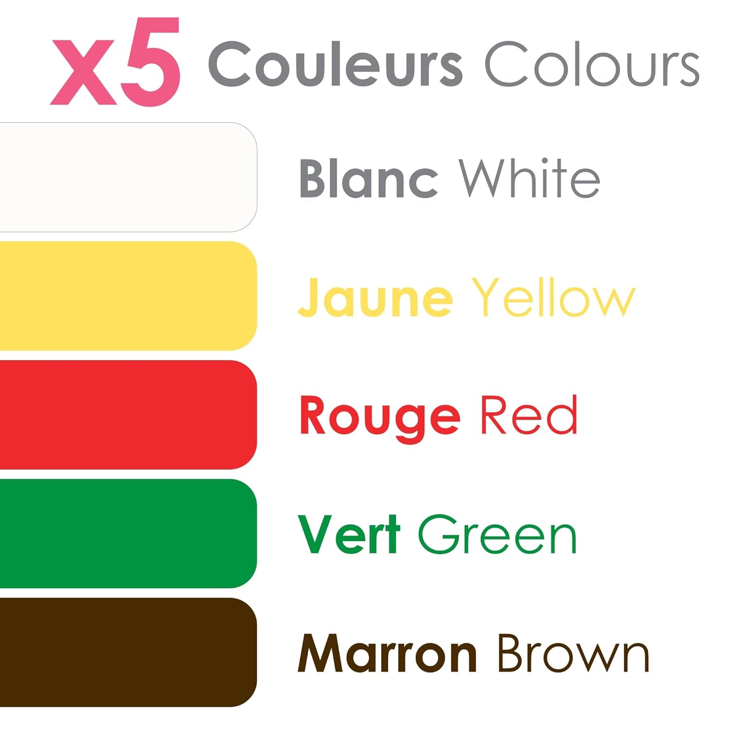 ScrapCooking - Set di 5 Fondant - bianco, giallo, rosso, verde e marrone - 5 x 80g - pasta di zucchero per torte Decorazioni per torte Compleanno Natale - senza glutine e senza olio di palma - 7257 Naty Shop Sugarpaste