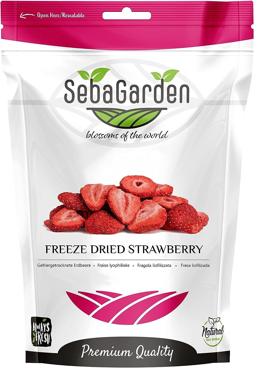 Fragole liofilizzate Premium Seba Garden, deliziose fragole mediterranee, prodotti disidratati non OGM e vegani (100 g) Il mio negozio 400G