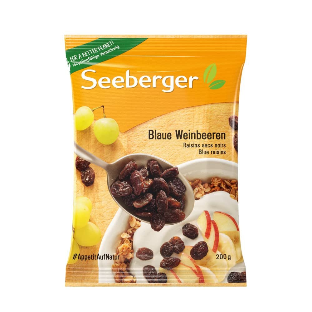 Seeberger Uva sultanina blu Confezione da 13: Uva sultanina Thompson senza semi, dolce e succosa - Per cuocere al forno, cucinare e fare spuntini - Essiccate al sole - Non solforate, vegane (13 x 200 g) Naty Shop Prodotti disidratati Default Title