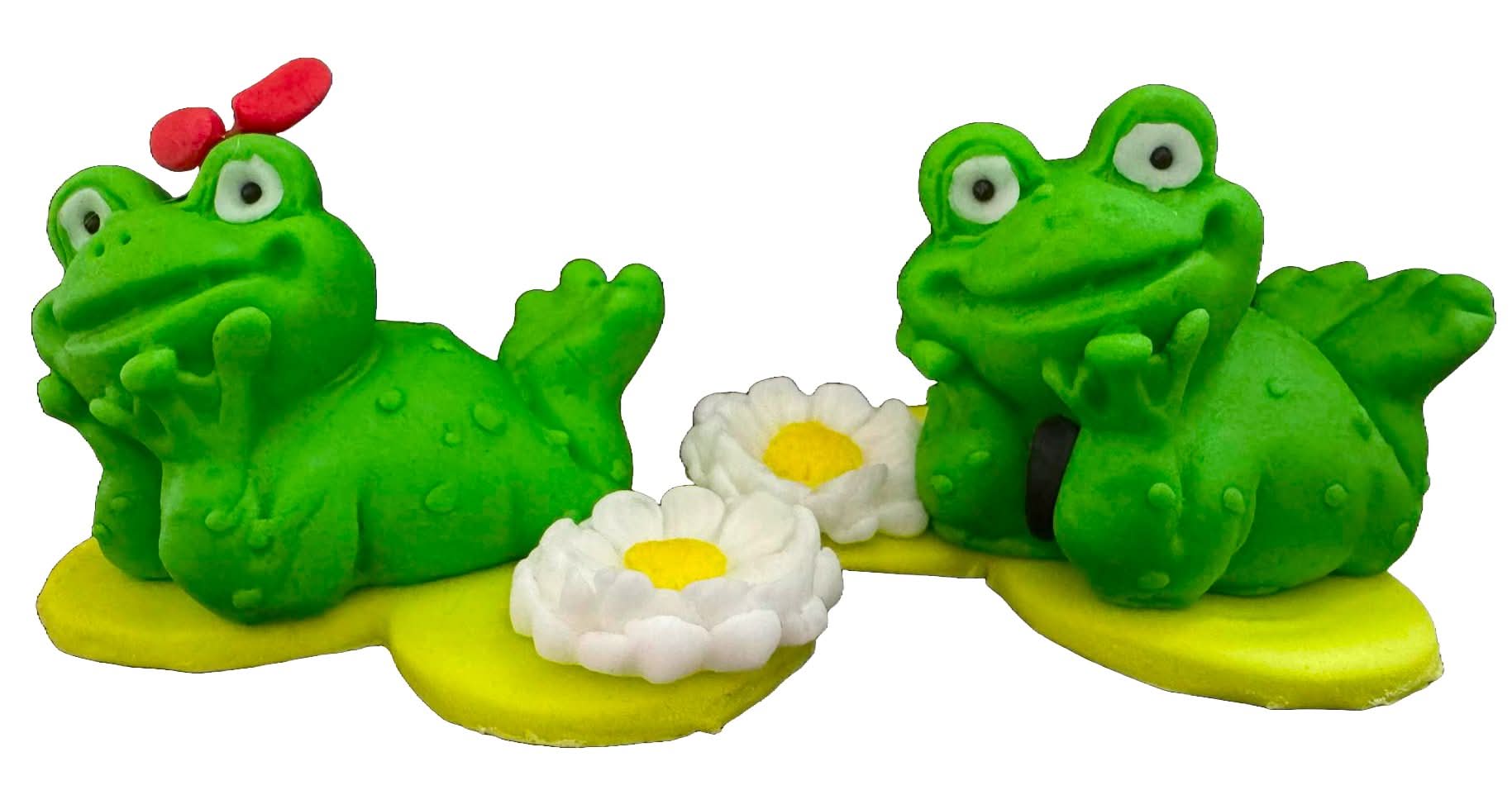 Set 2 decorazioni in zucchero commestibile, Rane Decorazioni in Pasta di Zucchero Nati Shop
