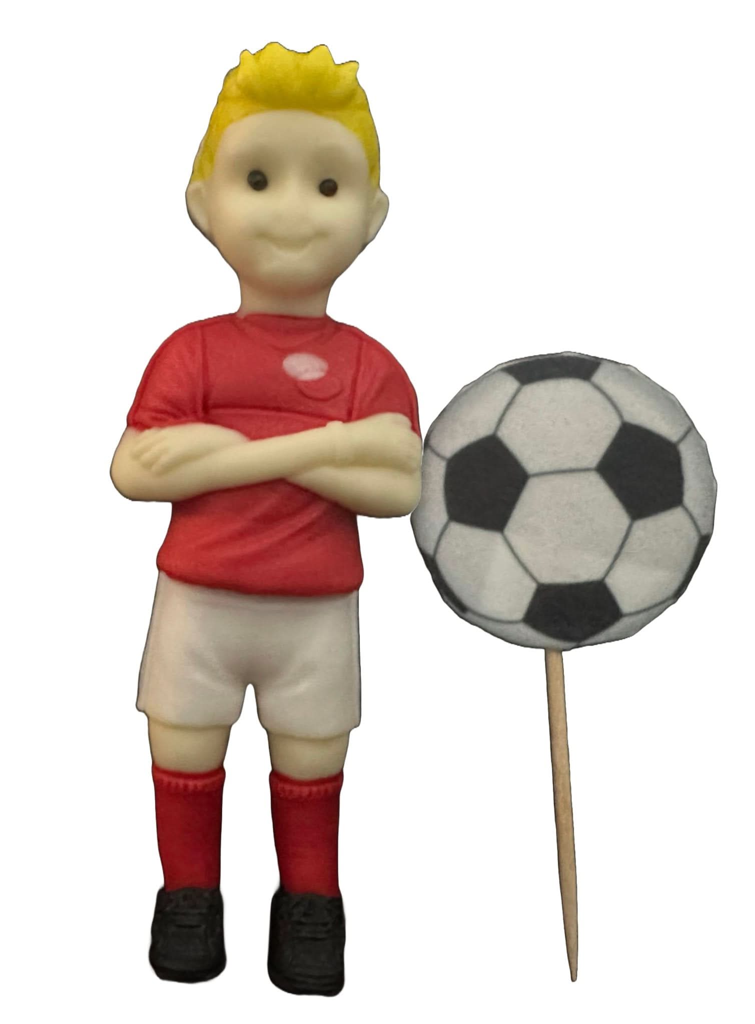 Set 2 decorazioni in zucchero commestibile, Decorazioni in Pasta di Zucchero Calciatore Nati Shop