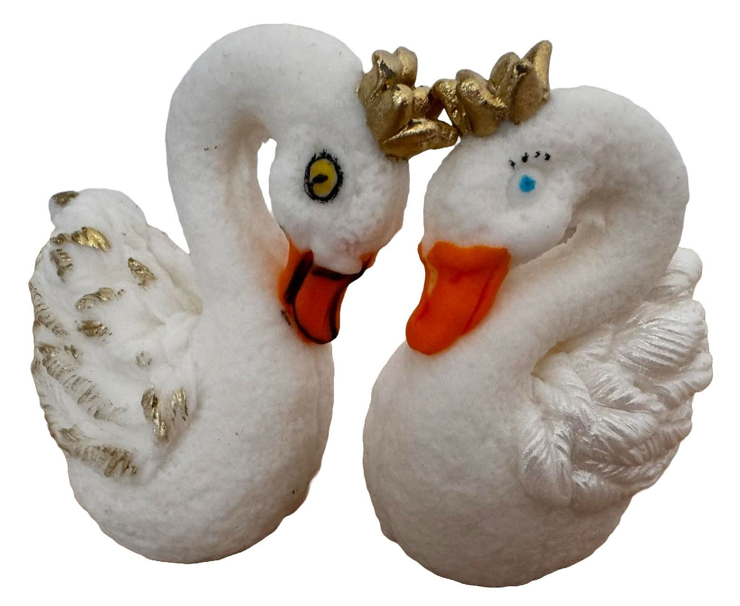 Set di 2 decorazioni in zucchero commestibile, Cigni Decorazioni in Pasta di Zucchero Nati Shop