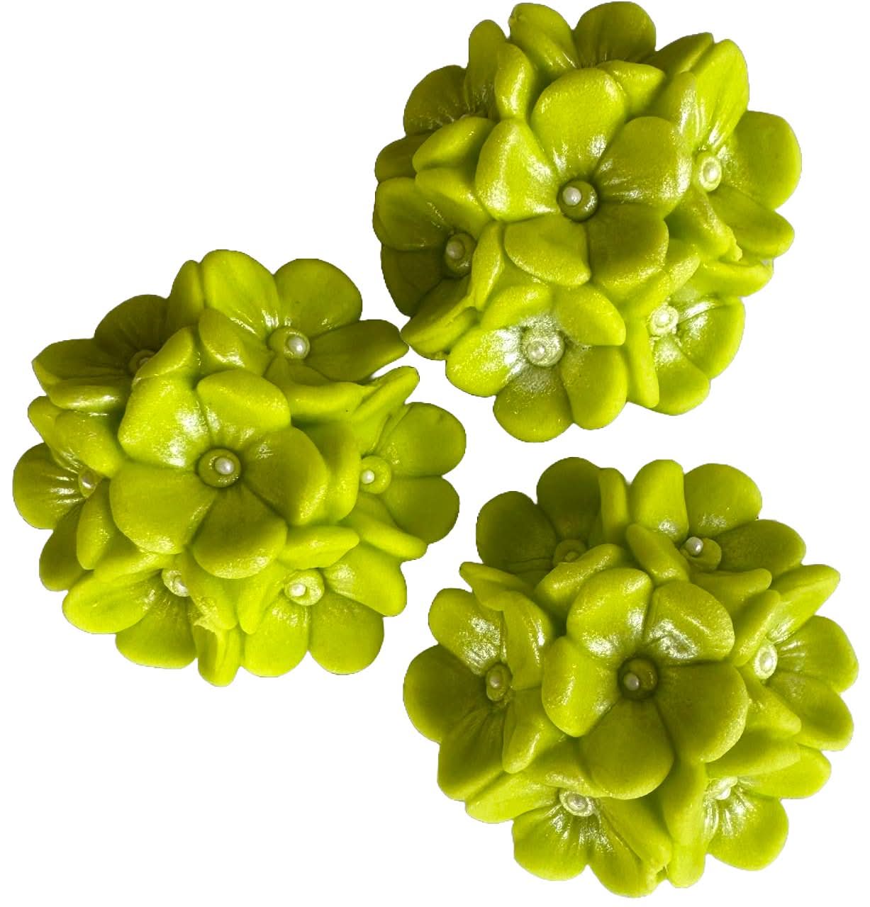 Set di 3 decorazioni in zucchero commestibile, Decorazioni fiori verdi di Sugar Paste Nati Shop