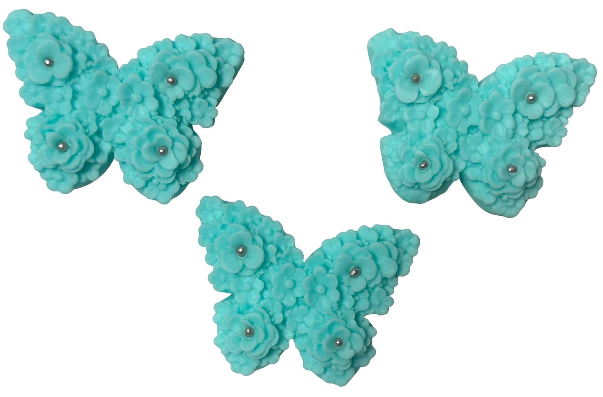 Set di 3 decorazioni in zucchero commestibile, Decorazioni in Pasta di Zucchero Farfalle Blu Nati Shop