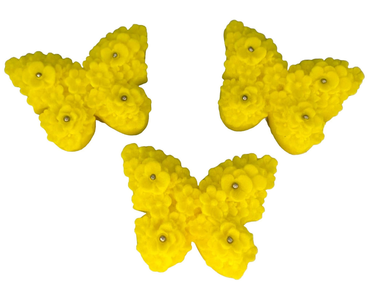 Set 3 decorazioni in zucchero commestibile, Farfalle Gialle Decorazioni in Pasta di Zucchero Nati Shop