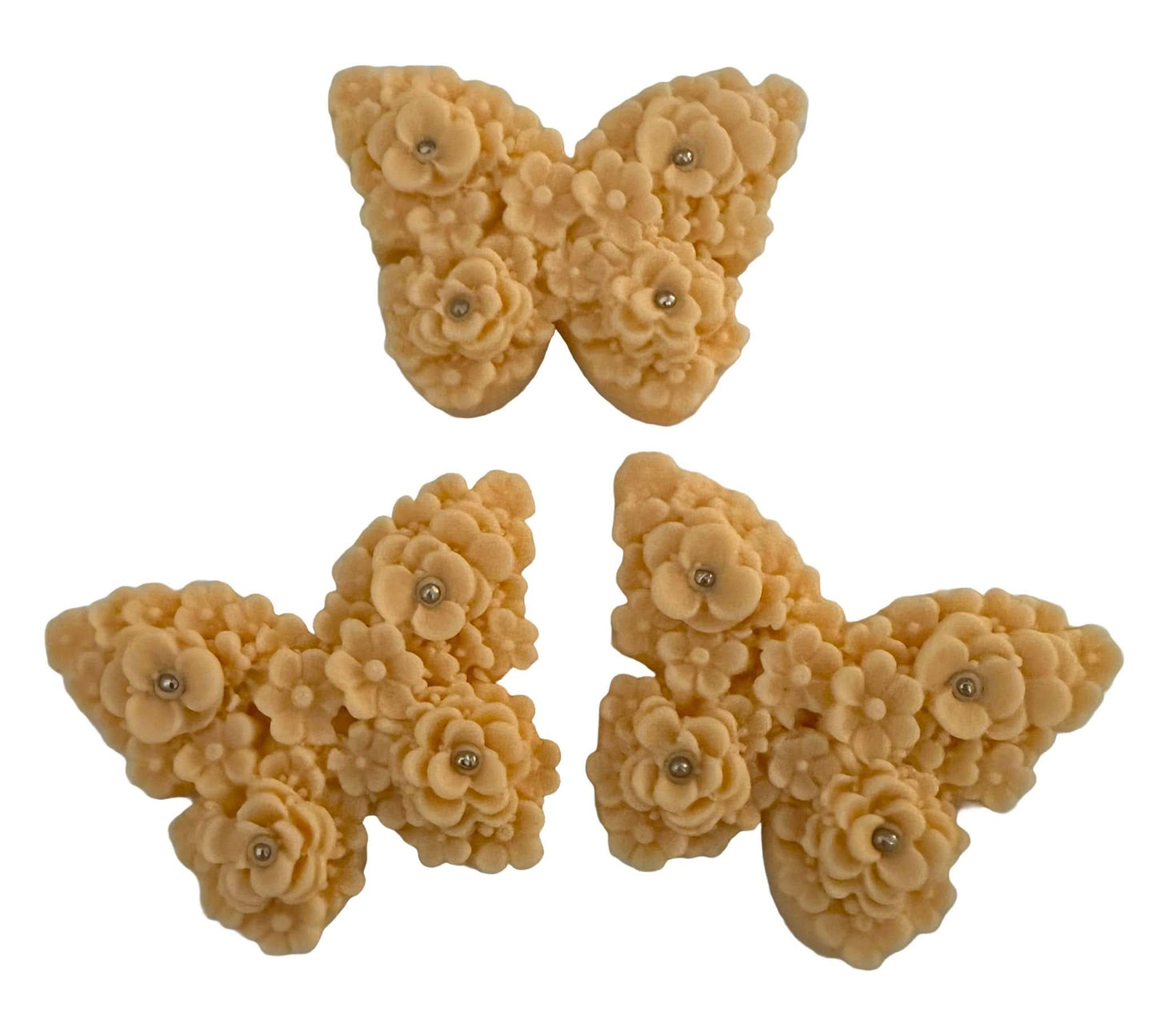 Set di 3 decorazioni in zucchero commestibile, Farfalle Salmone Decorazioni in Pasta di Zucchero Nati Shop