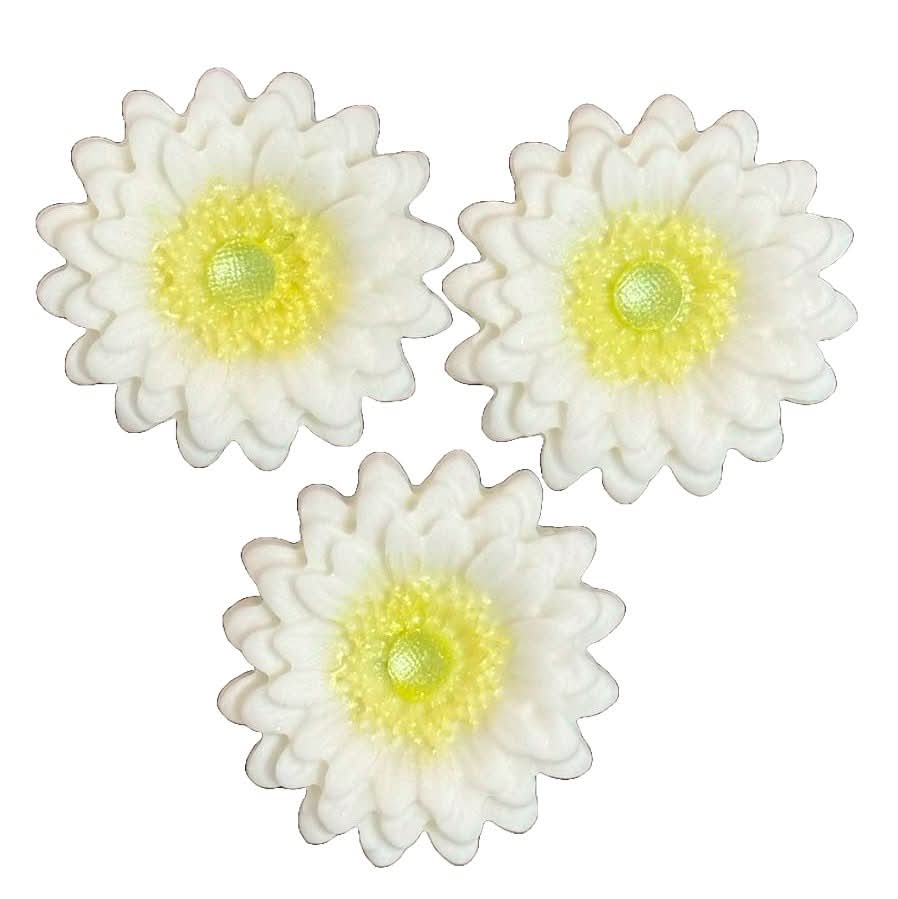 Set di 3 decorazioni in zucchero commestibile, Decorazioni Gerbera bianche di Sugar Paste Nati Shop