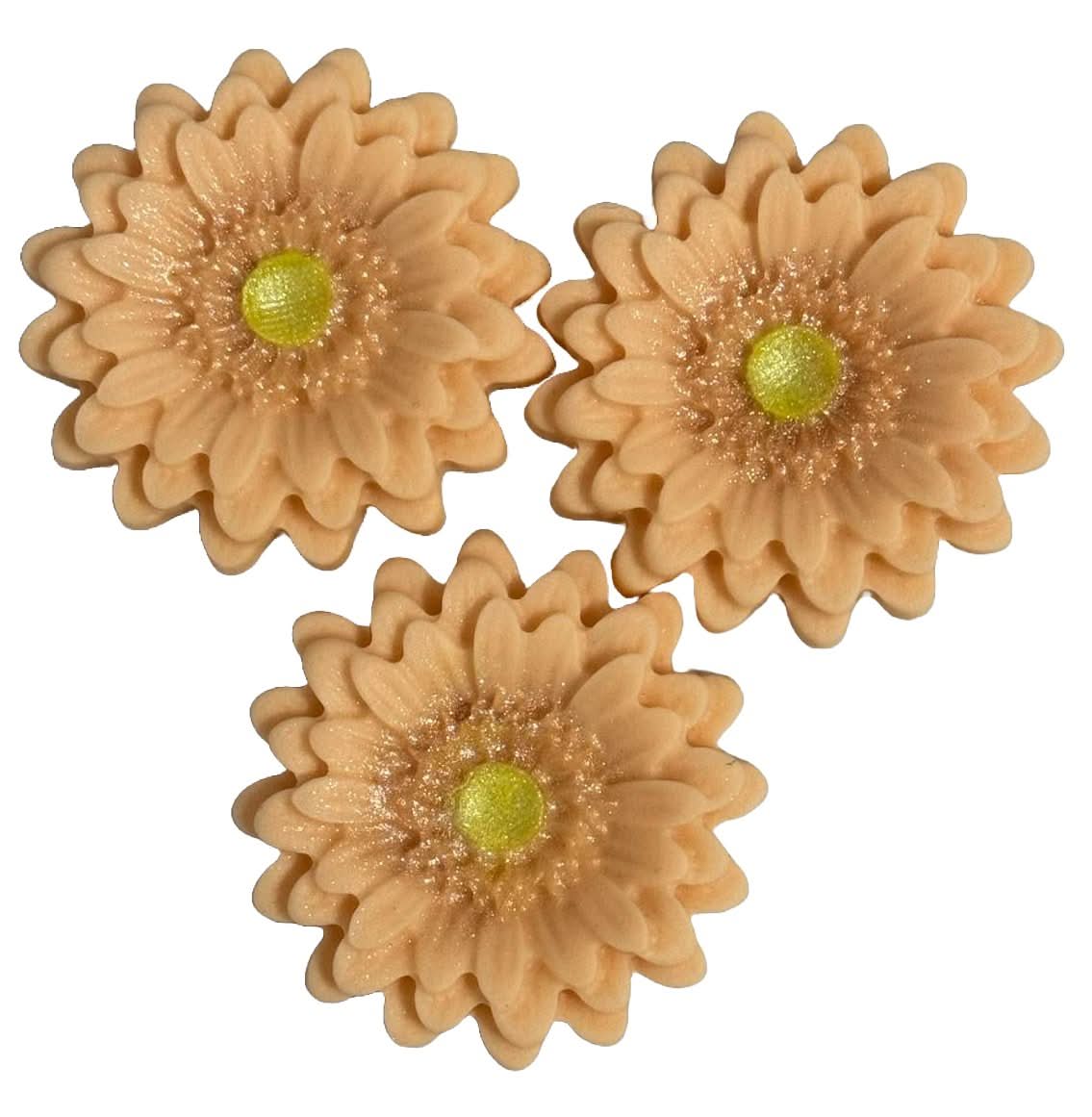 Set di 3 decorazioni in zucchero commestibile, Decorazioni Gerbera Salmone di Sugar Paste Nati Shop