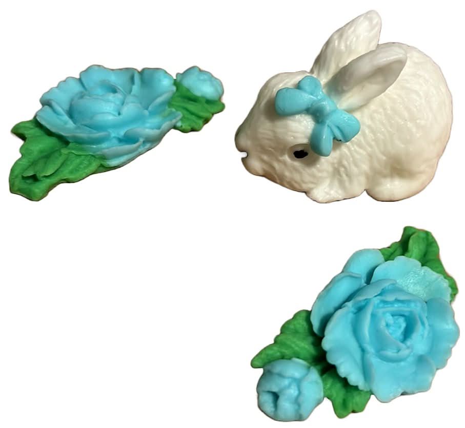 Set di 3 decorazioni di zucchero commestibili, Decorazioni in Pasta di Zucchero Bunny Nati Shop
