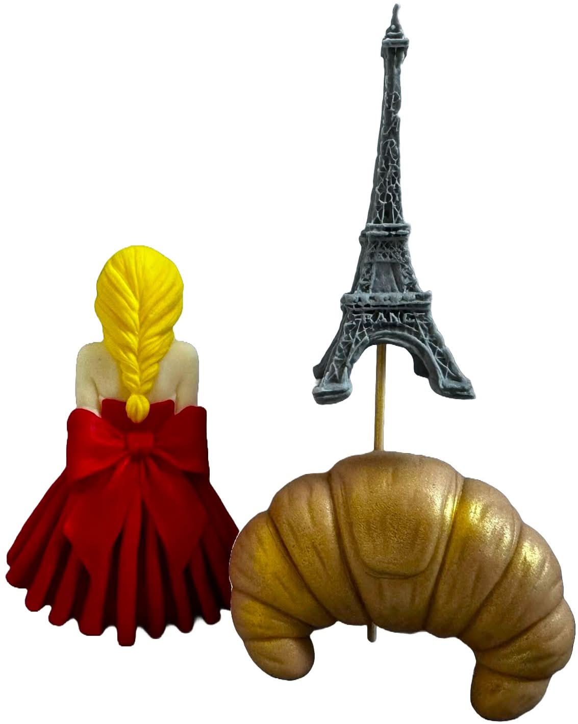 Set di 3 decorazioni in zucchero commestibile, Lady in Paris Decorazioni in pasta di zucchero Nati Shop