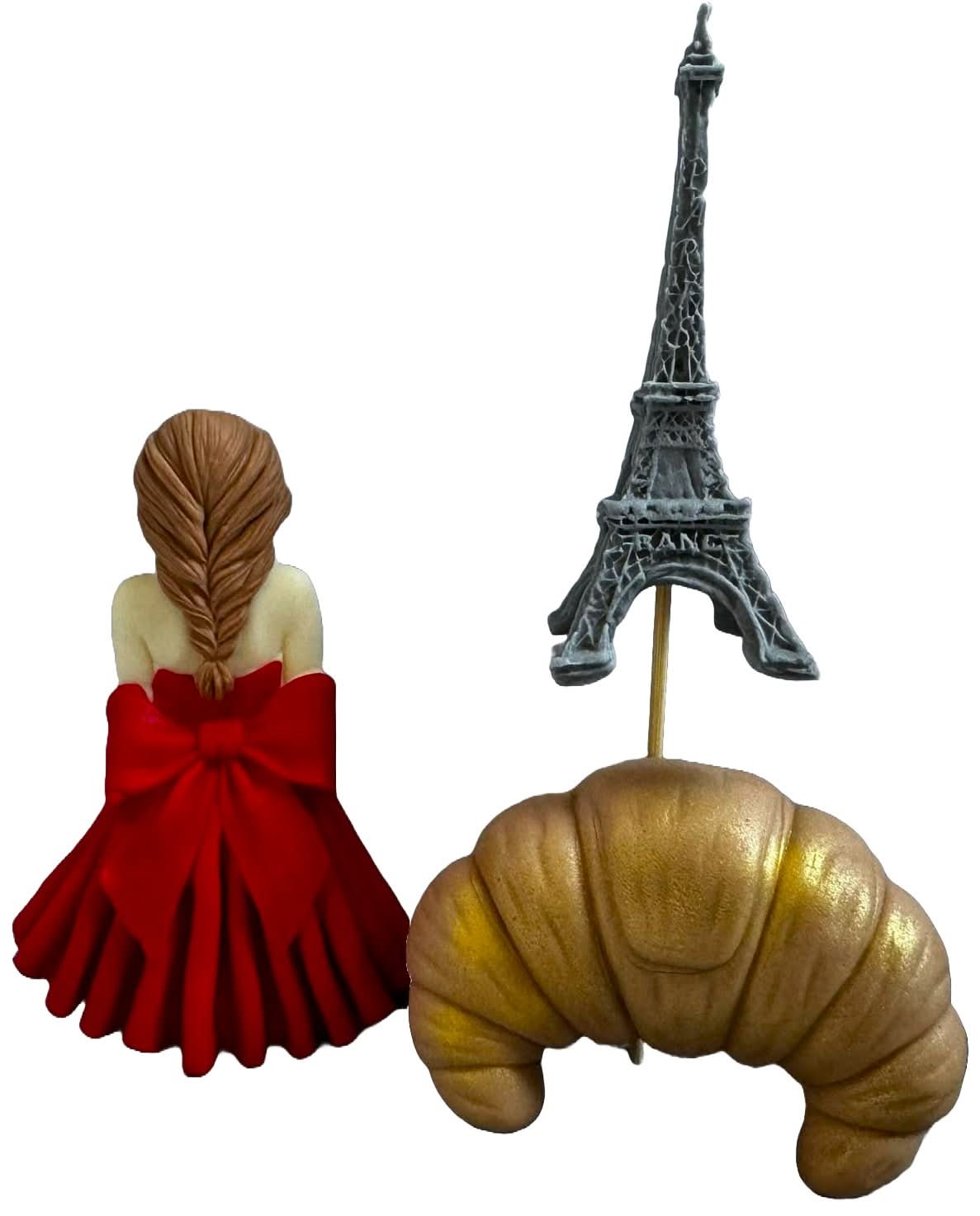 Set di 3 decorazioni in zucchero commestibile, Lady in Paris Decorazioni in pasta di zucchero Nati Shop