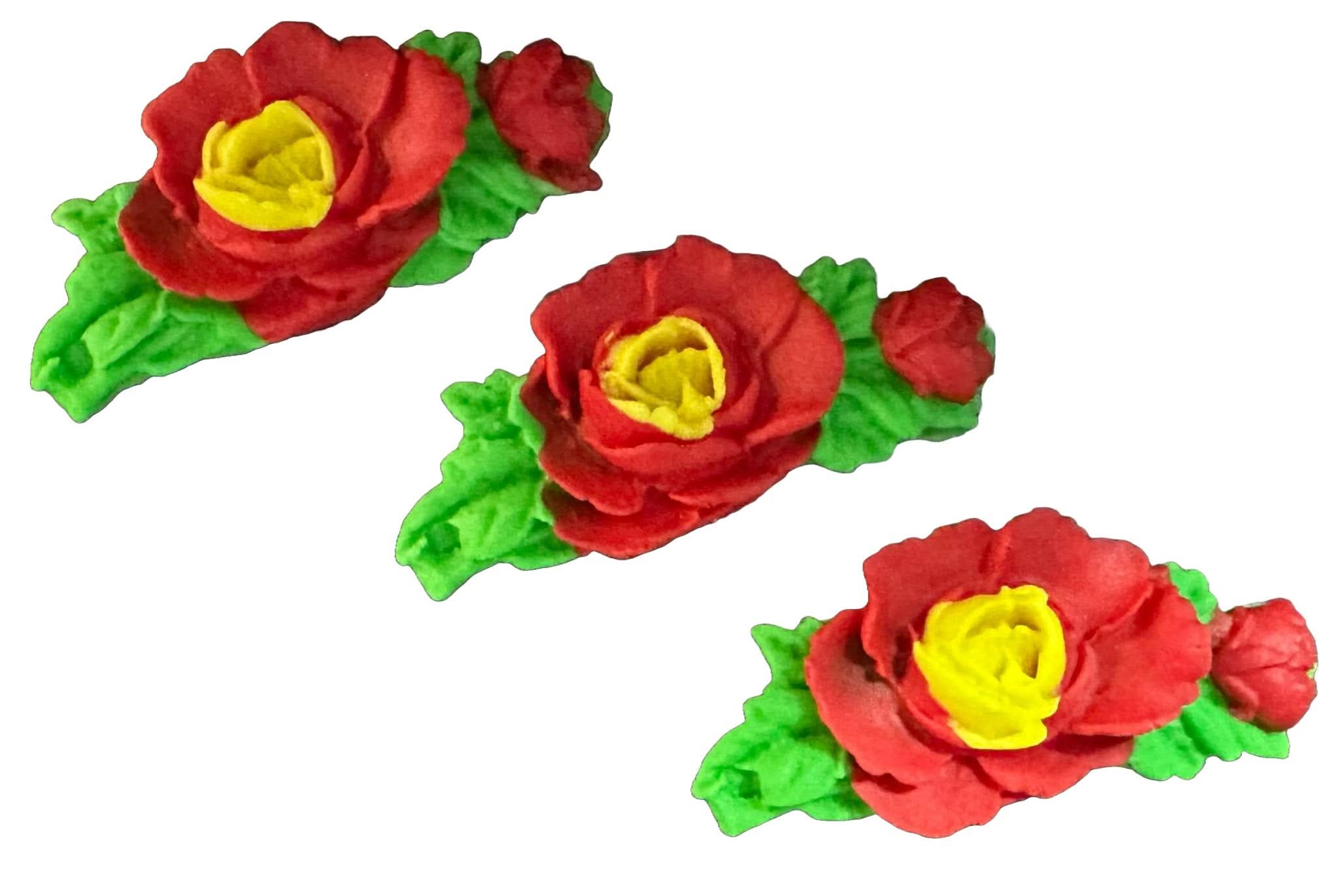 Set di 3 decorazioni in zucchero commestibile, decorazioni rose di Sugar Paste Nati Shop