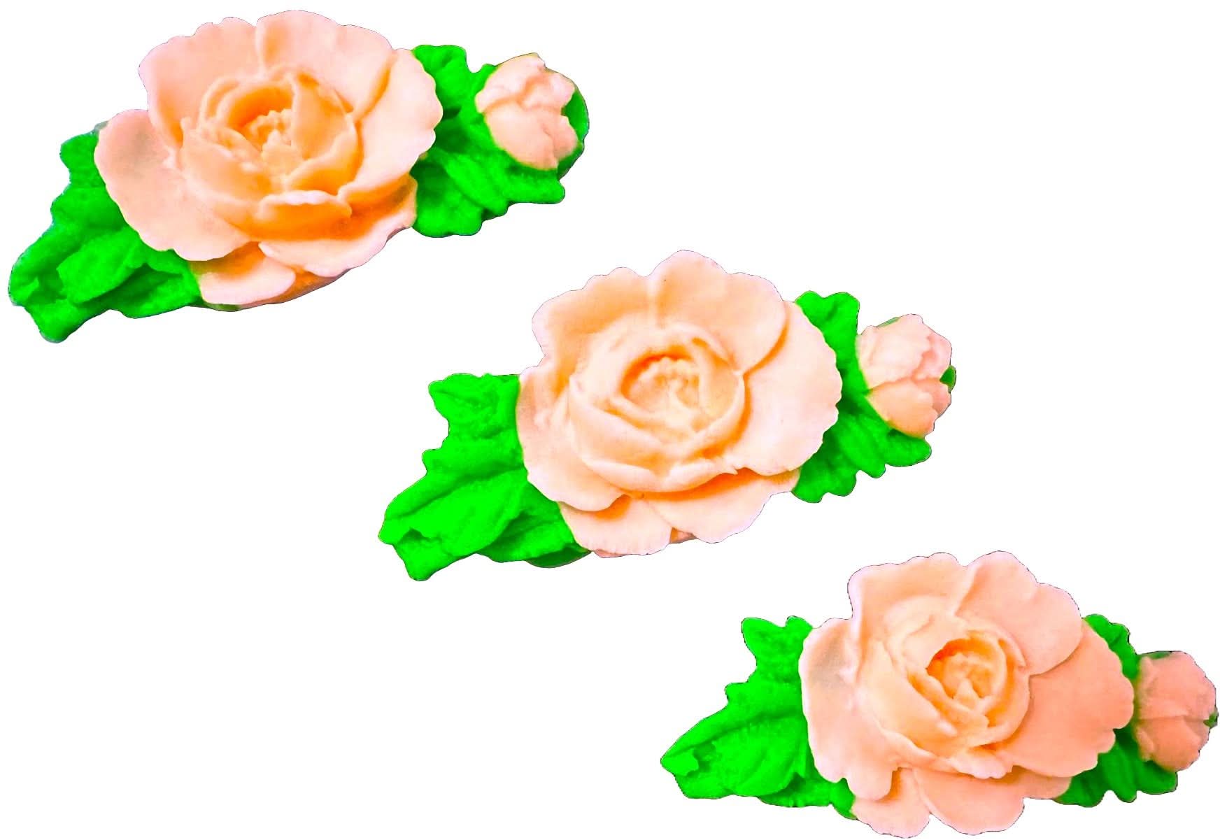 Set di 3 decorazioni in zucchero commestibile, decorazioni rose di Sugar Paste Nati Shop