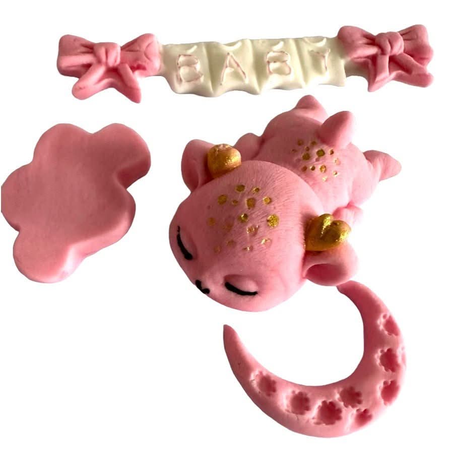 Set 4 decorazioni in zucchero commestibile, Decorazioni in Pasta di Zucchero Battesimo Nati Shop