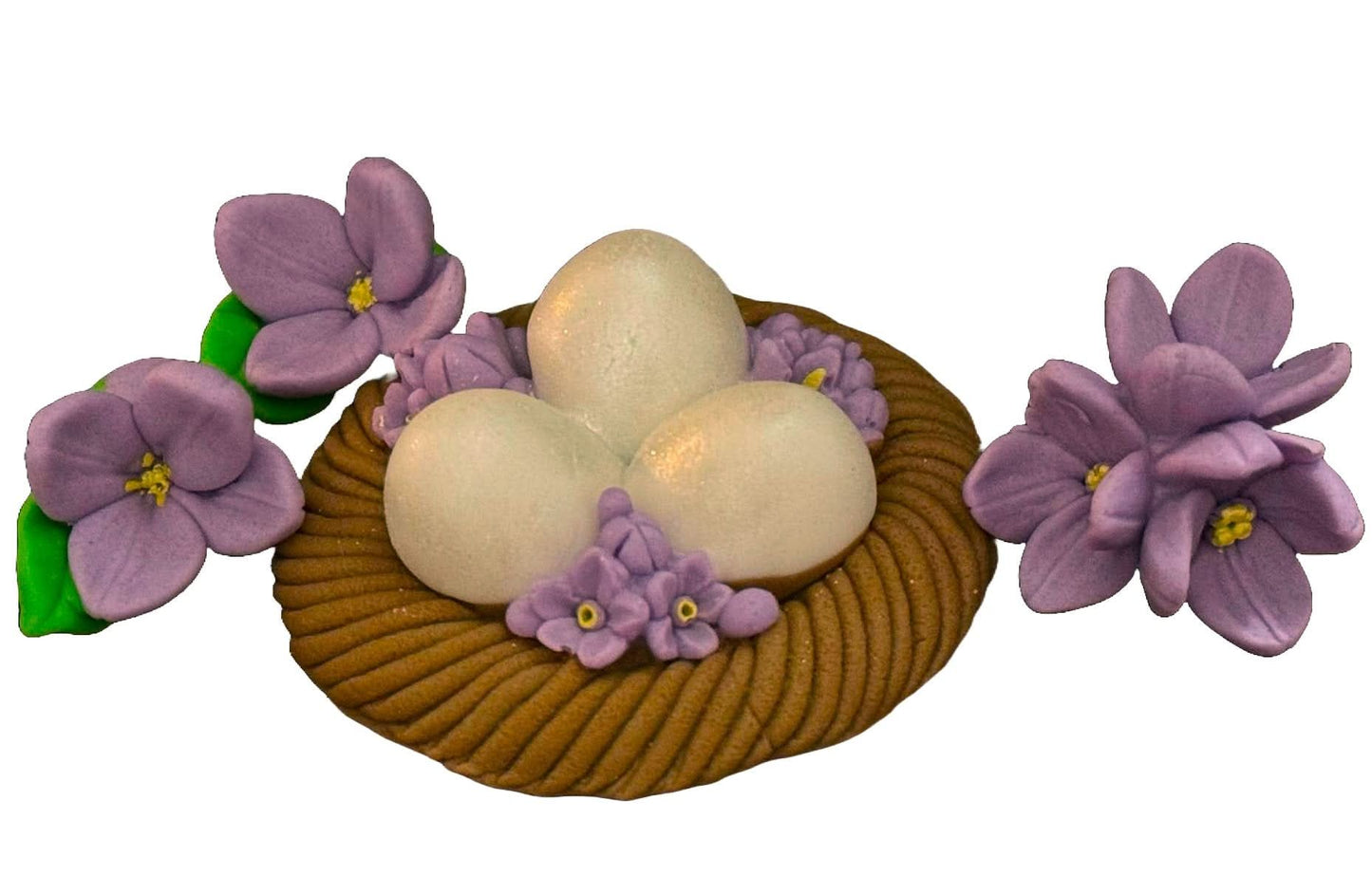 Set 4 decorazioni in zucchero commestibile, nido con uova Decorazioni di Sugar Paste Nati Shop