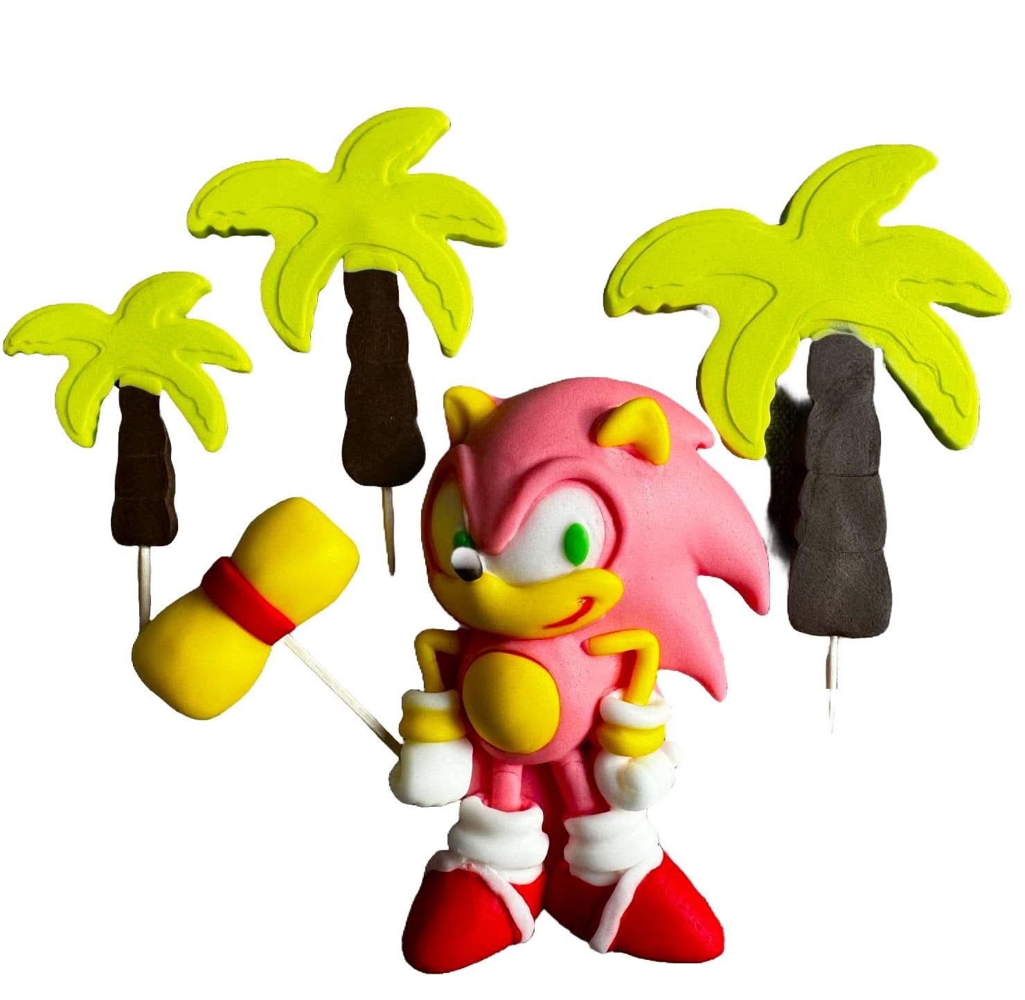 Set di 5 decorazioni di zucchero commestibili, Amy Rose - Decorazioni in pasta di zucchero Sonic Nati Shop