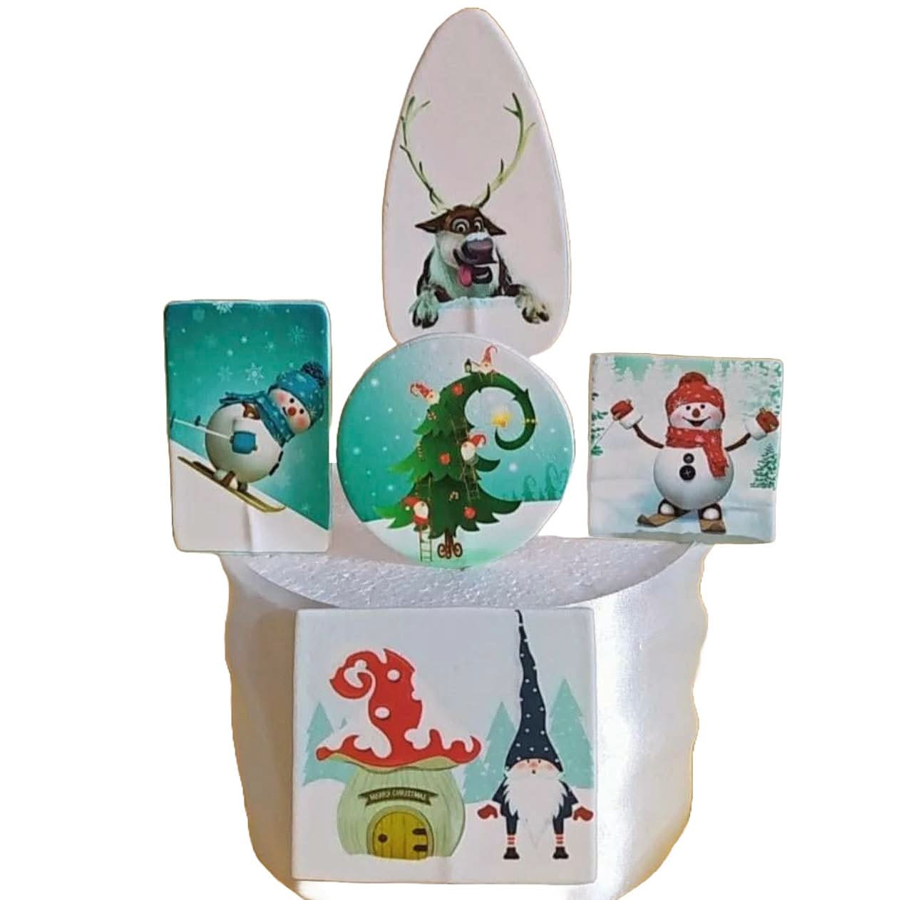 Set di 5 decorazioni in zucchero commestibile, Christmas Nati Shop