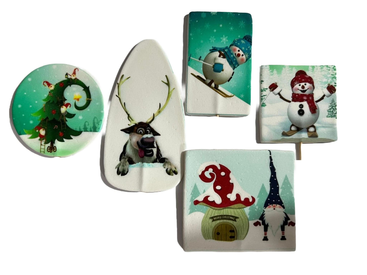 Set di 5 decorazioni in zucchero commestibile, Christmas Nati Shop