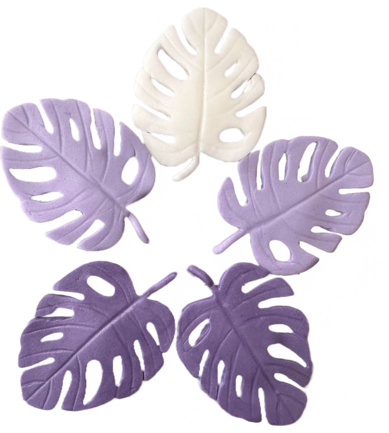 Set di 5 decorazioni di zucchero commestibile, Decorazioni foglie esotiche di Sugar Paste Nati Shop