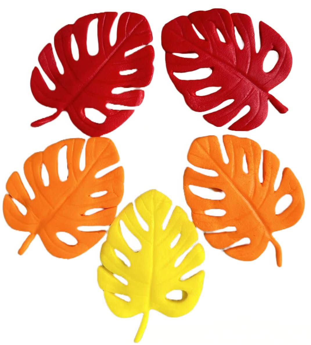 Set di 5 decorazioni di zucchero commestibile, Decorazioni foglie esotiche di Sugar Paste Nati Shop