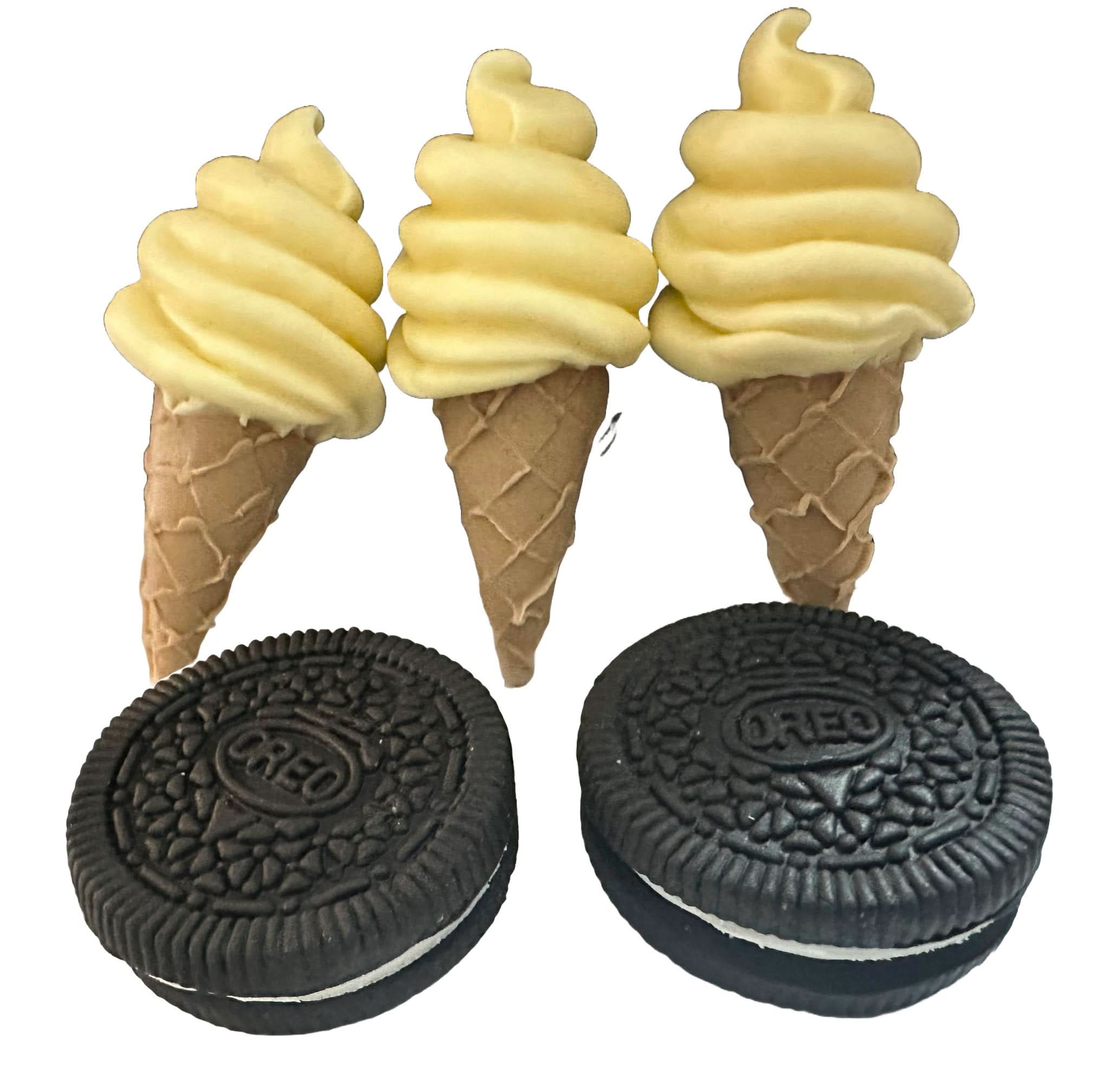 Set di 5 decorazioni di zucchero commestibile, decorazioni per gelato e oreo di Sugar Paste Nati Shop