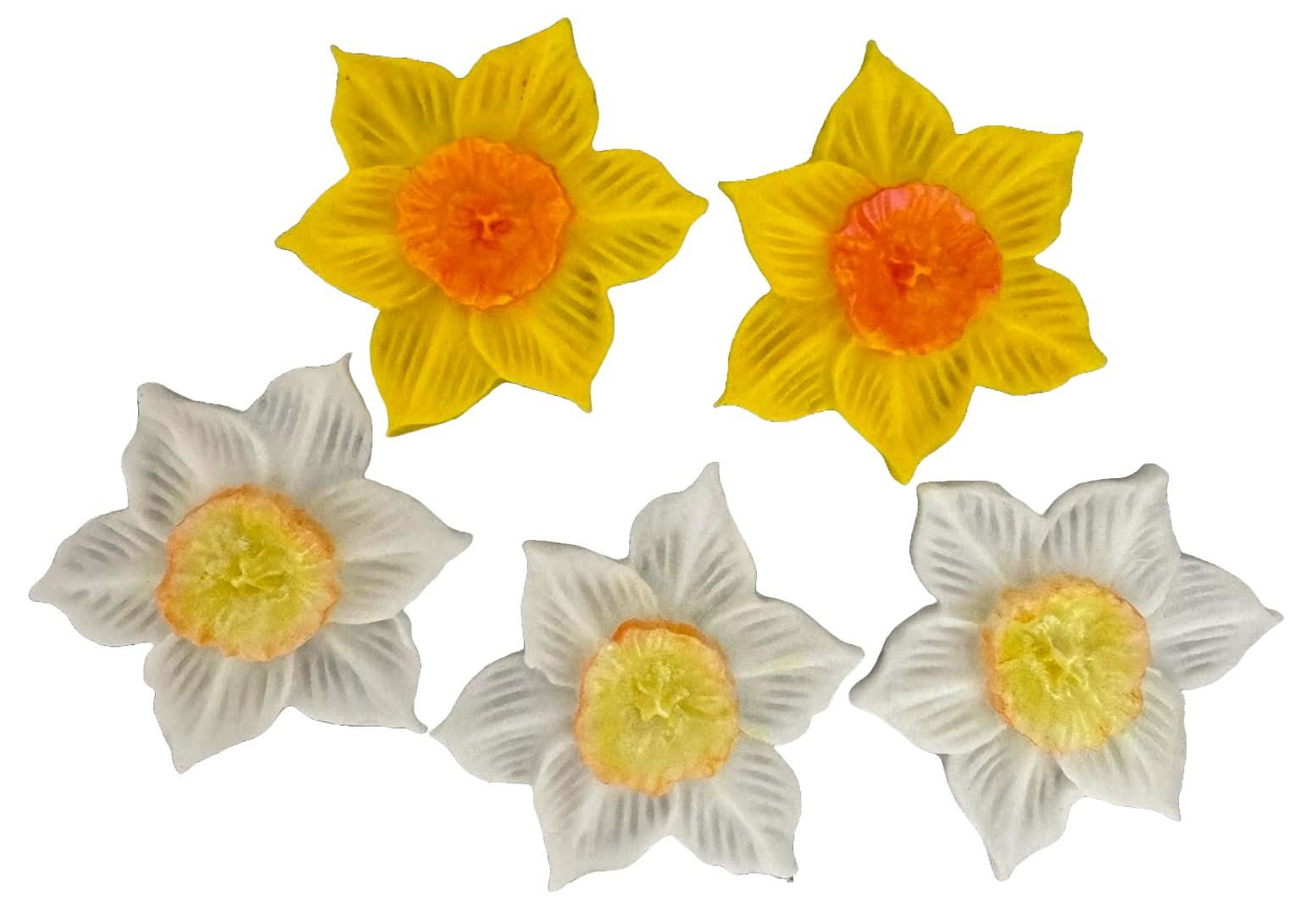 Set di 5 decorazioni in zucchero commestibile, Narcisi Decorazioni in Pasta di Zucchero Nati Shop