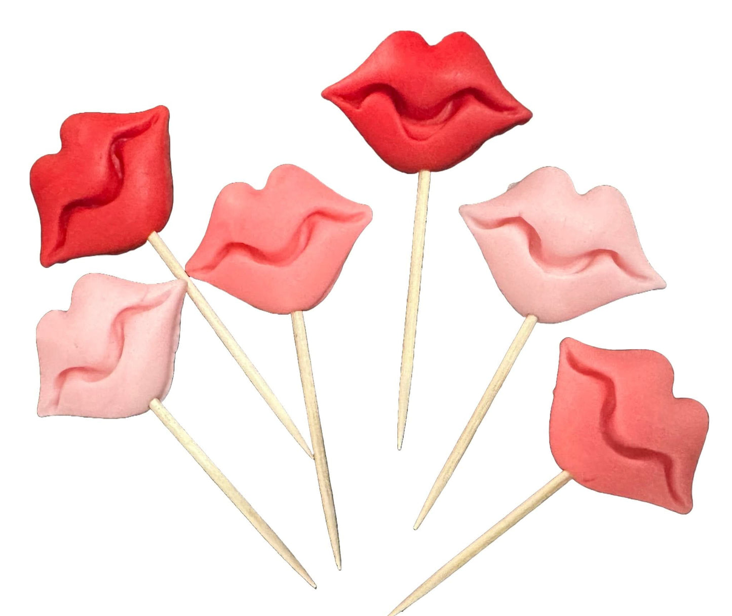 Set di 6 decorazioni in zucchero commestibile, Decorazioni Labbra di Sugar Paste Nati Shop