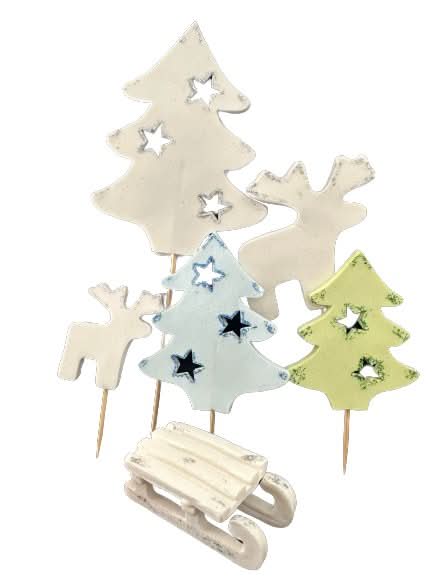 Set 6 decorazioni in zucchero commestibile, Decorazioni Invernali in Pasta di Zucchero Nati Shop
