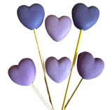 Set 6 decorazioni in zucchero commestibile, Decorazioni in Pasta di Zucchero Cuori Viola Naty Shop