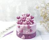 Set 6 decorazioni in zucchero commestibile, Decorazioni in Pasta di Zucchero Cuori Viola Naty Shop