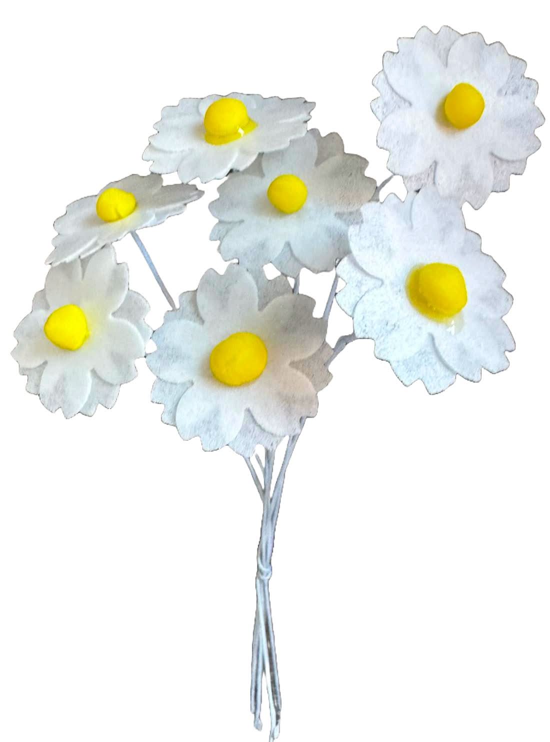 Set di 7 decorazioni commestibili in wafer, fiori bianchi. Decorazioni in pasta di zucchero Nati Shop