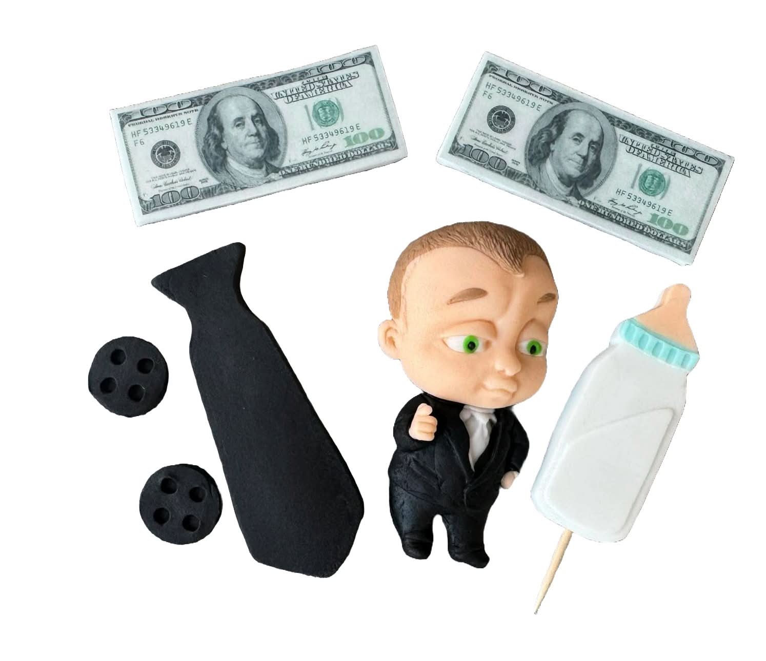 Set di 7 decorazioni di zucchero commestibili, Decorazioni in Pasta di Zucchero Baby Boss Nati Shop