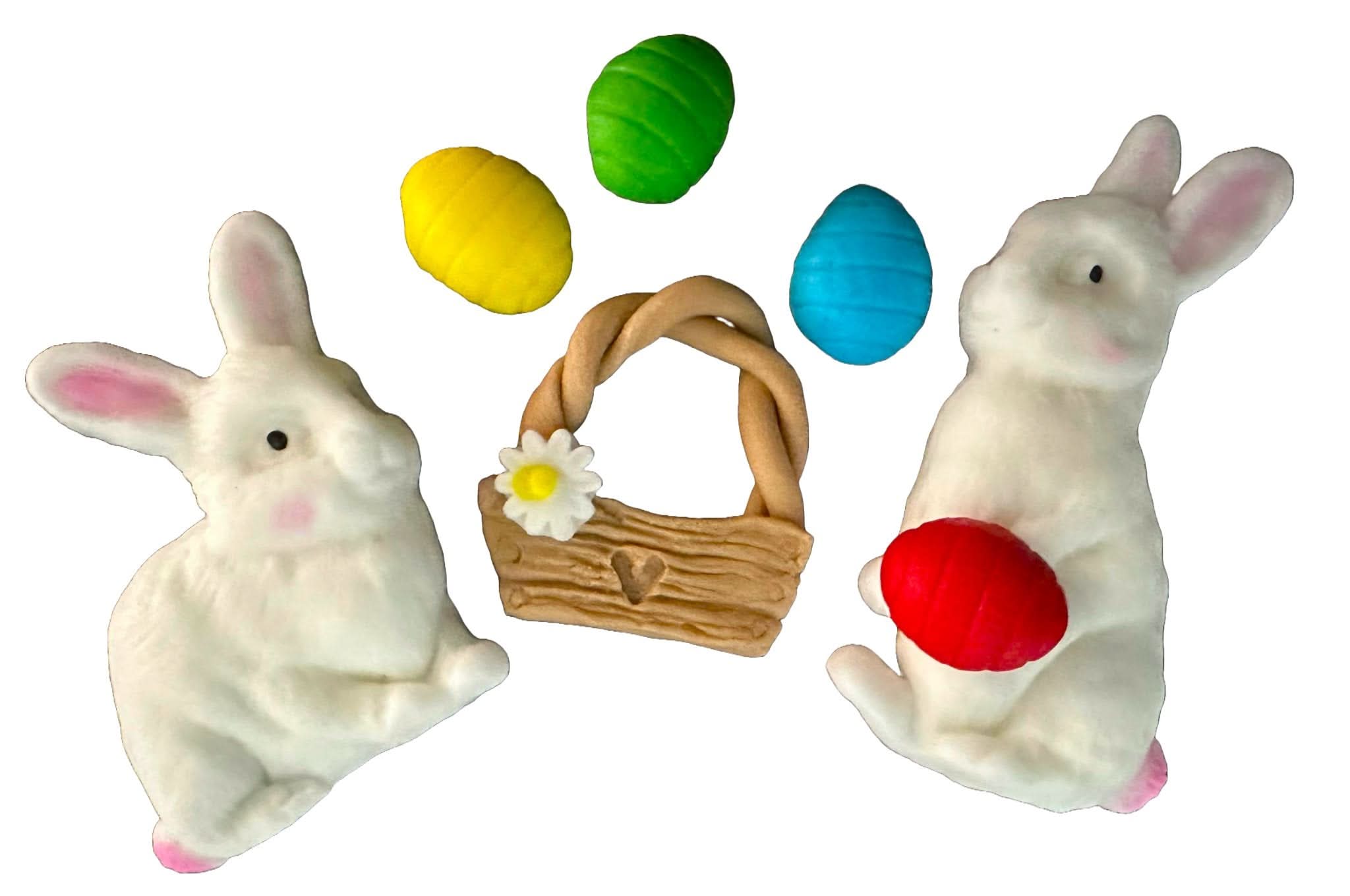Set 7 decorazioni in zucchero commestibile, Decorazioni Pasquali in Pasta di Zucchero Nati Shop