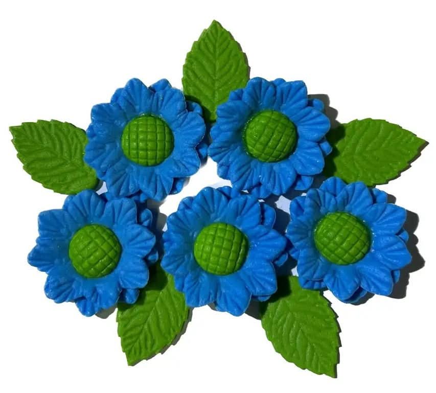 Set decorazioni in zucchero commestibile, fiori blu Nati Shop