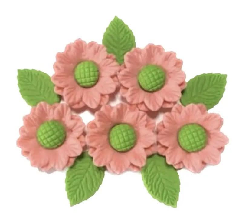 Set decorazioni in zucchero commestibile, fiori rosa Nati Shop