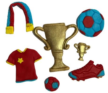 Set decorazioni in zucchero commestibile, Decorazioni Calcio in Pasta di Zucchero Nati Shop