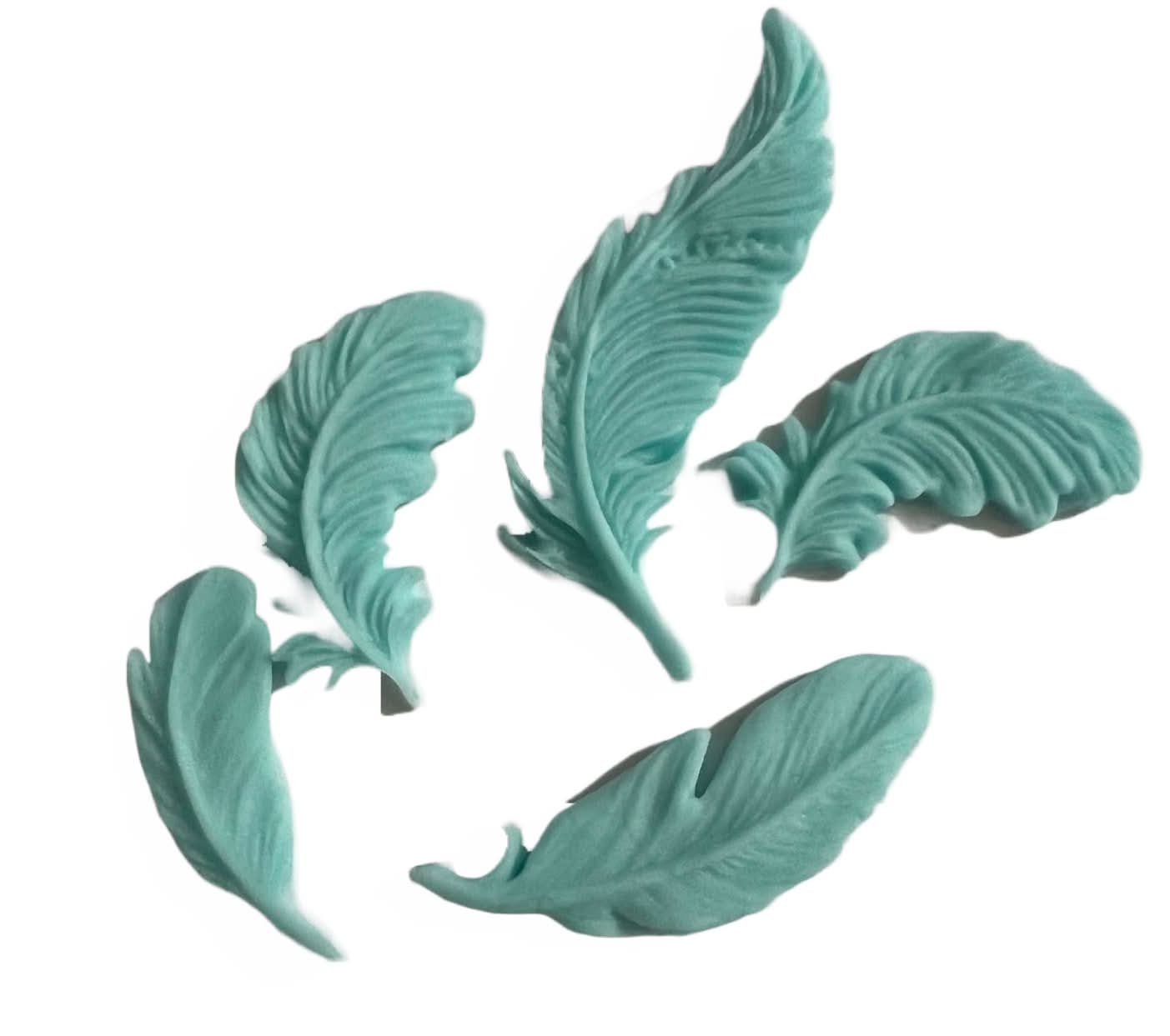 Set decorazioni in zucchero commestibile, Decorazioni in Pasta di Zucchero Piume Blu Nati Shop