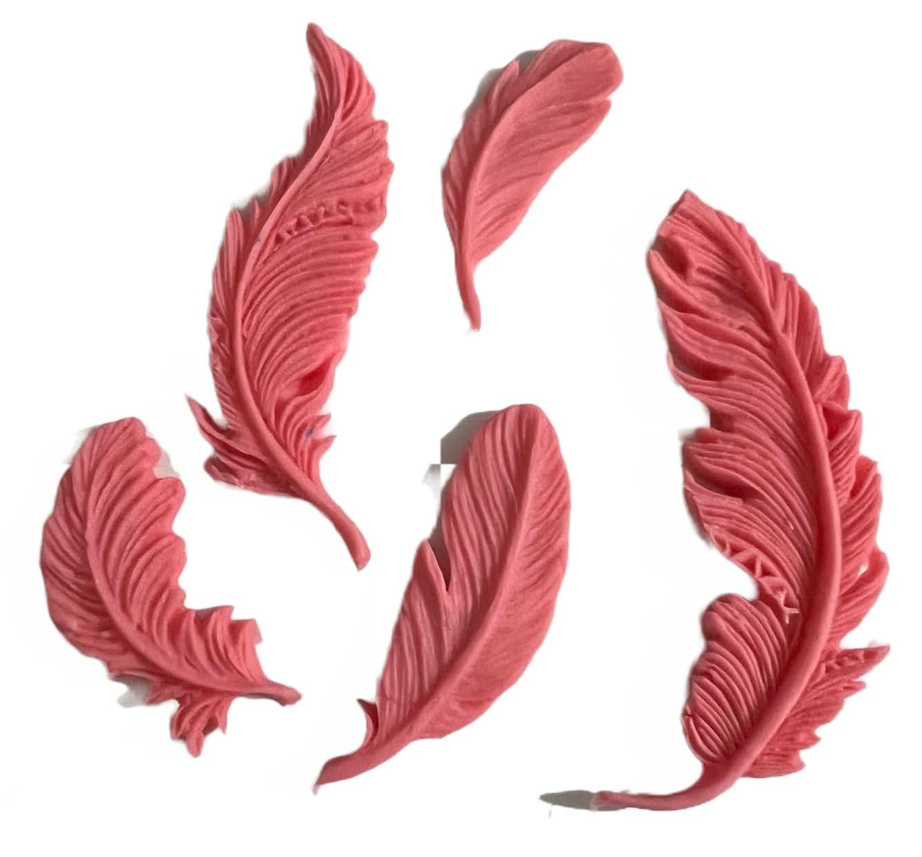 Set decorazioni in zucchero commestibile, Decorazioni in Pasta di Zucchero Piume Rosa Nati Shop