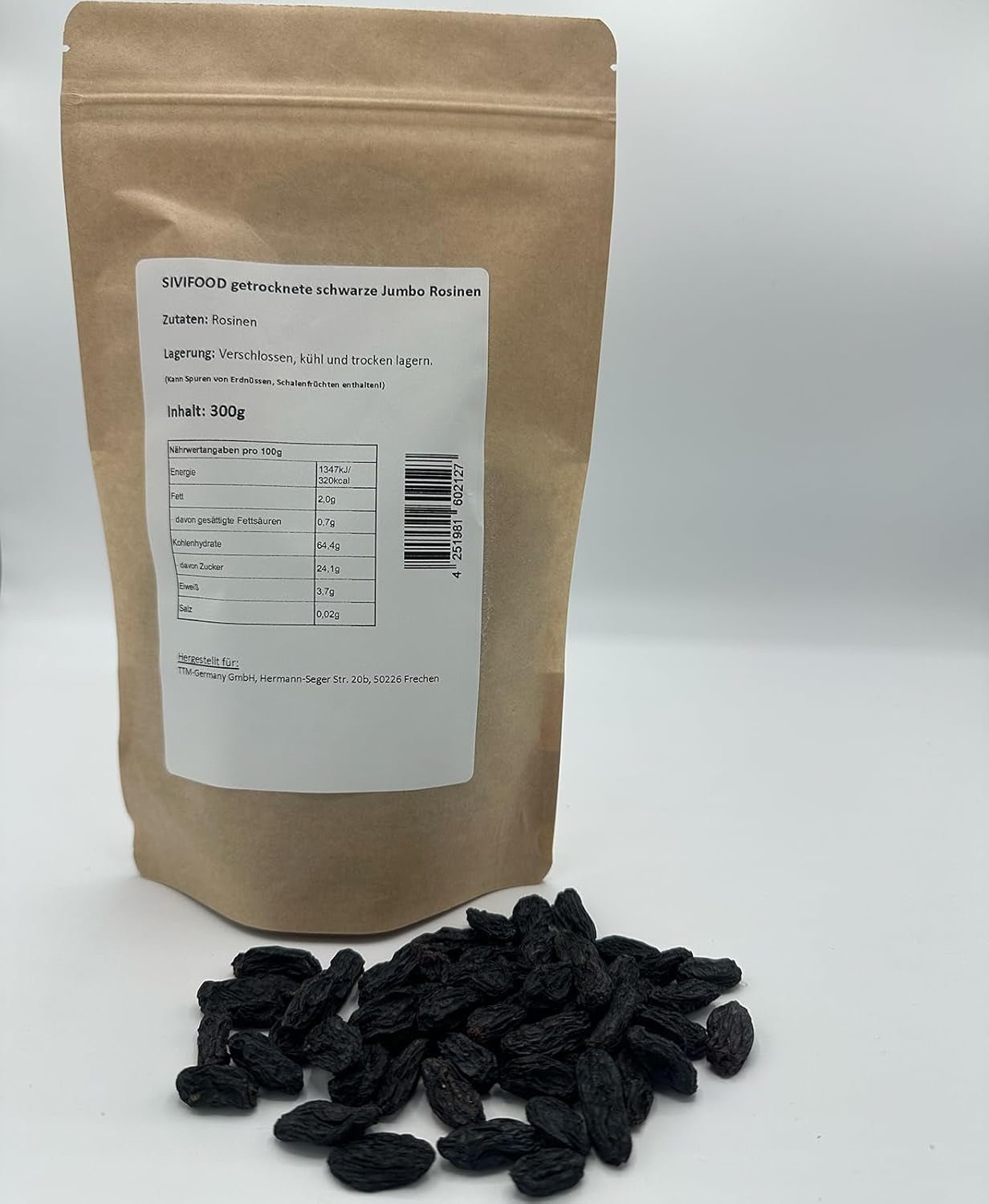 SIVIFOOD uva sultanina jumbo 300g - uva sultanina nera grande e deliziosa di alta qualità uva fruttata dolce essiccata naturalmente non solforata non zuccherata senza olio senza additivi Kishmish Prodotti disidratati Naty Shop