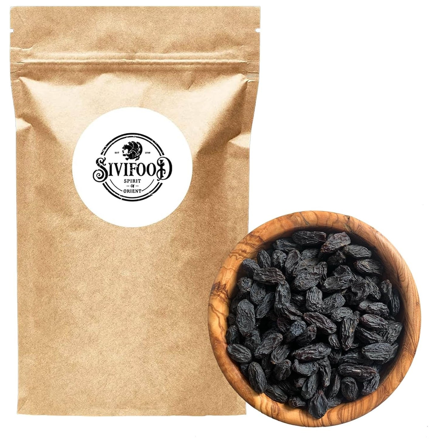 SIVIFOOD uva sultanina jumbo nera 300 g - uva sultanina nera grande e deliziosa di alta qualità essiccata naturalmente uva dolce e fruttata non solforata non zuccherata non zuccherata senza olio senza additivi Kishmish Prodotti disidratati Naty Shop 300G