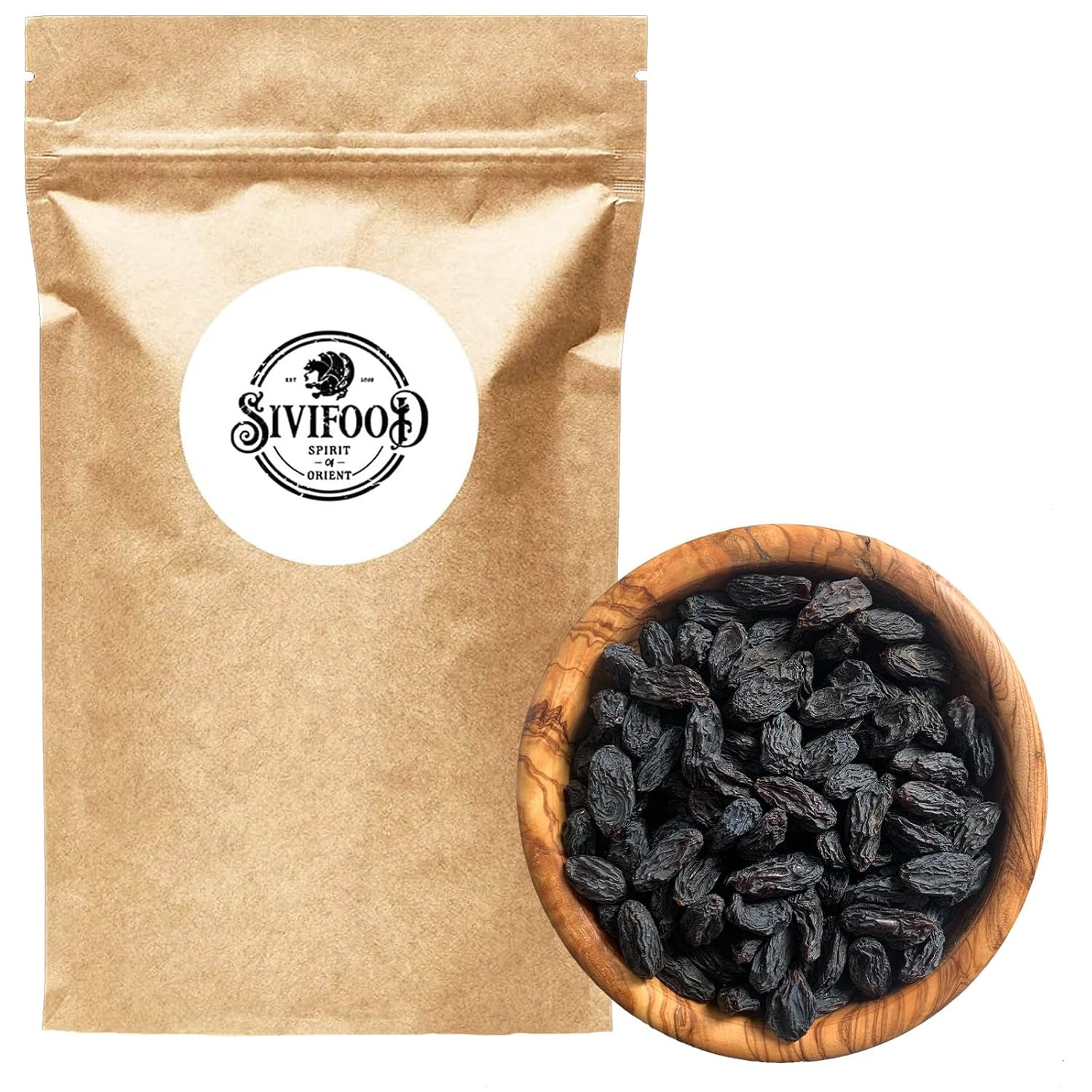 SIVIFOOD uva sultanina jumbo nera 300 g - uva sultanina nera grande e deliziosa di alta qualità essiccata naturalmente uva dolce e fruttata non solforata non zuccherata non zuccherata senza olio senza additivi Kishmish Prodotti disidratati Naty Shop 300G