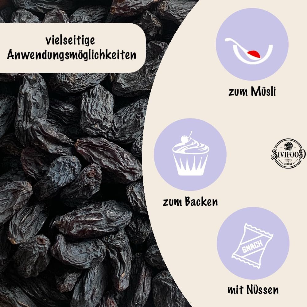 SIVIFOOD uva sultanina jumbo 300g - uva sultanina nera grande e deliziosa di alta qualità uva fruttata dolce essiccata naturalmente non solforata non zuccherata senza olio senza additivi Kishmish Prodotti disidratati Naty Shop