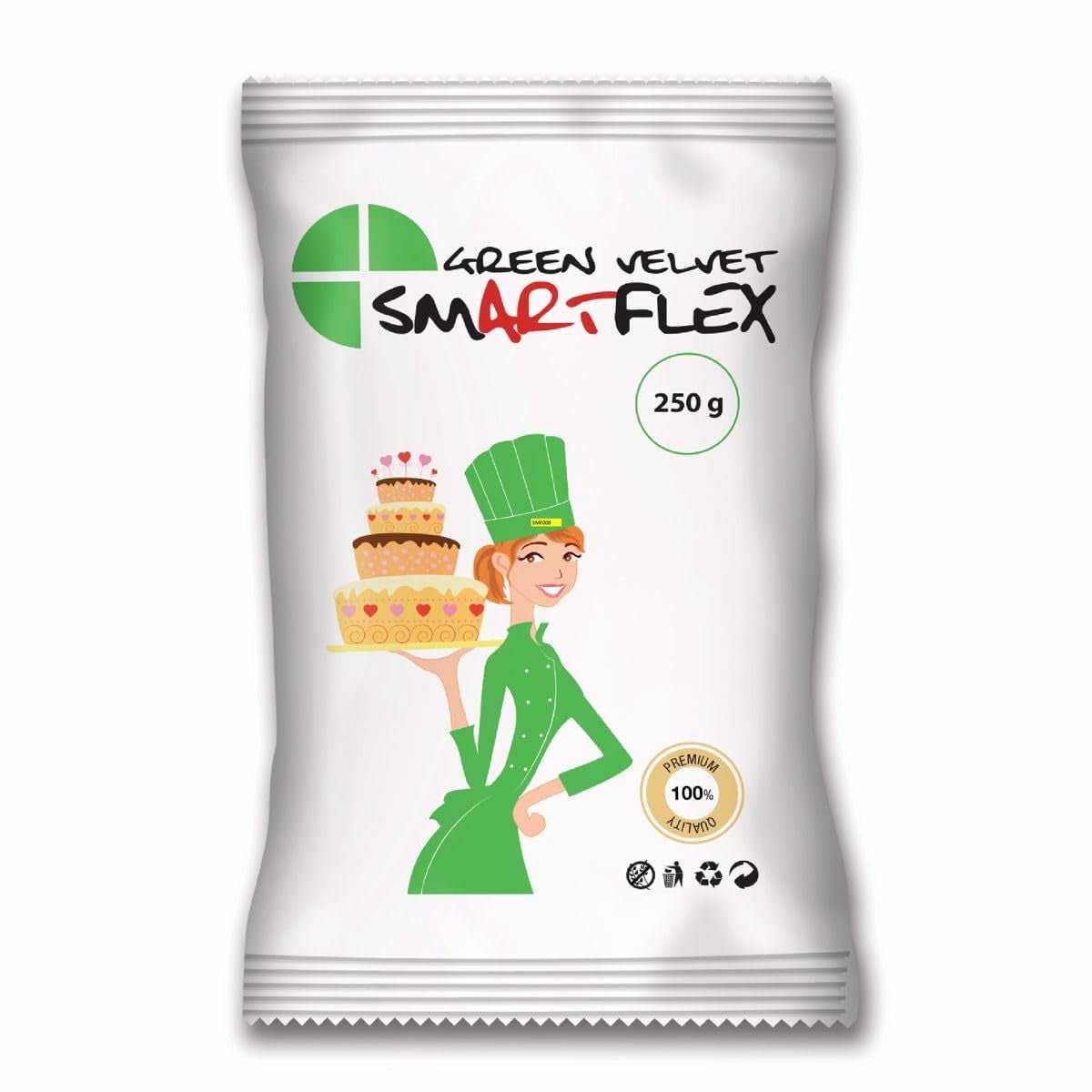 SmartFlex Fondant Green Velvet, 250 g (confezione da 2) Pasta di zucchero Naty Shop