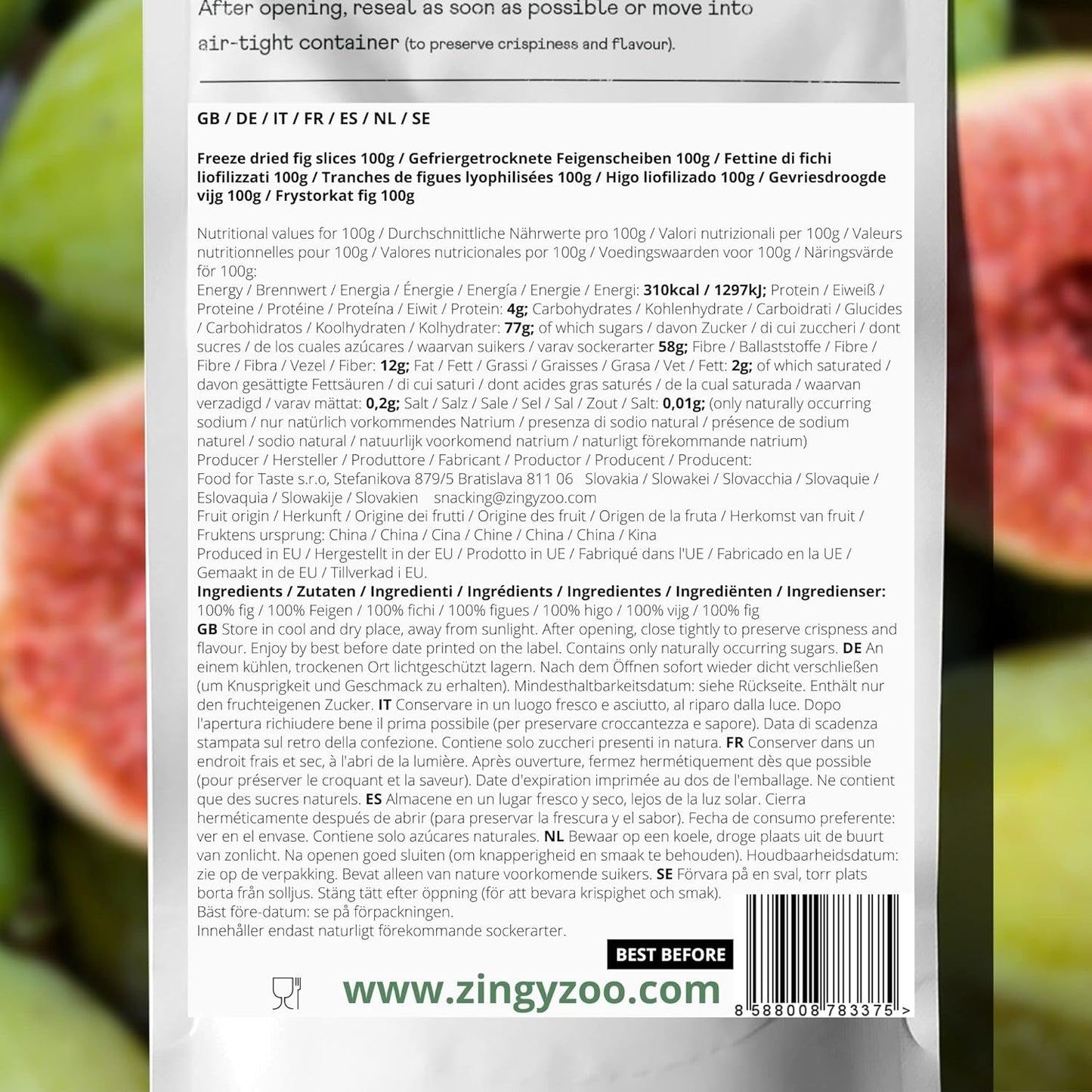 Fichi liofilizzati Fichi secchi 100% naturali | Senza zuccheri aggiunti Dolci liofilizzati salutari | Frutta liofilizzata Fichi liofilizzati | ZingyZoo (100g) Naty Shop prodotti disidratati